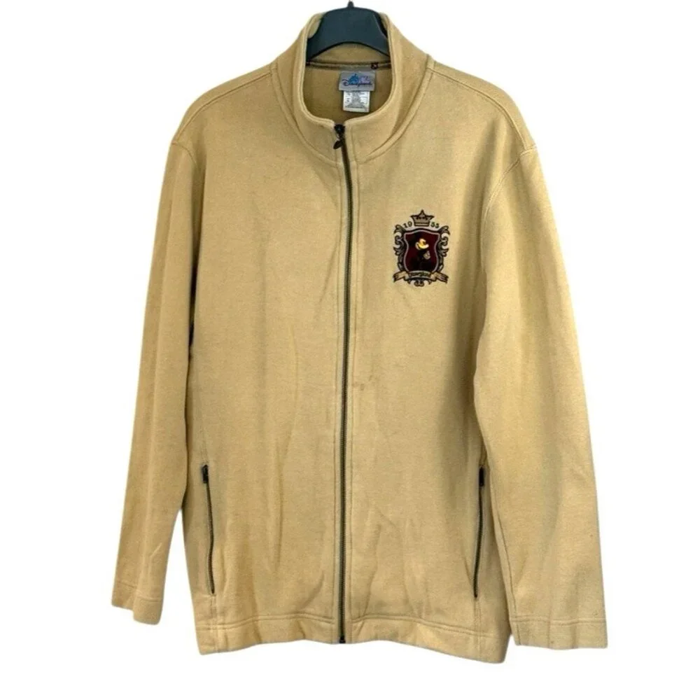 Disneyland Resorts Crown Mickey Mouse 1955 Embroidered Tan Jacket Size XL NWOT